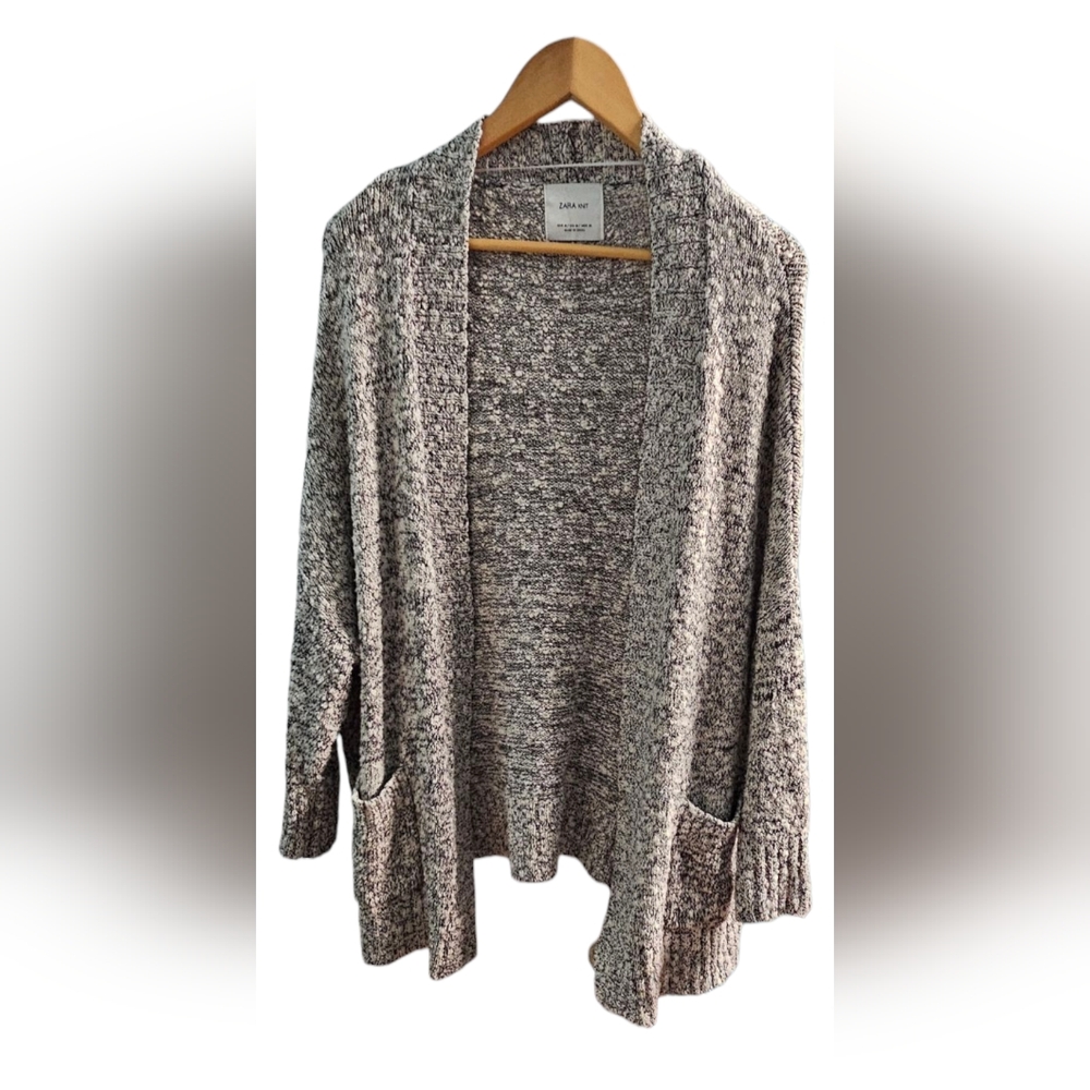 Zara Knit Open Front Wing Bat Sleeves Oversized Comfy Cozy Sweater